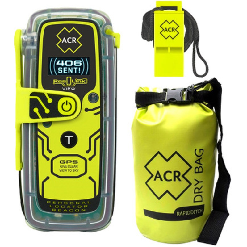 ACR ResQLink View Personal Locator Beacon w/ Res-Q Whistle & Dry Bag