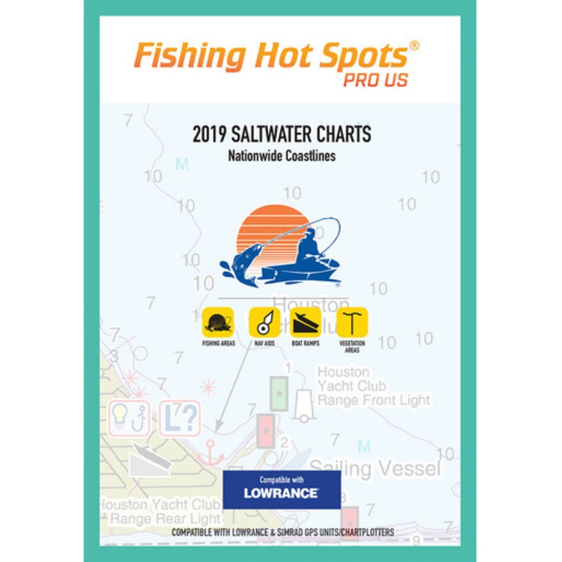 Fishing Hot Spots E189 Pro SW Digital Chart – 2019 Nationwide Coastlines Saltwater Charts f/ Lowrance & Simrad Units