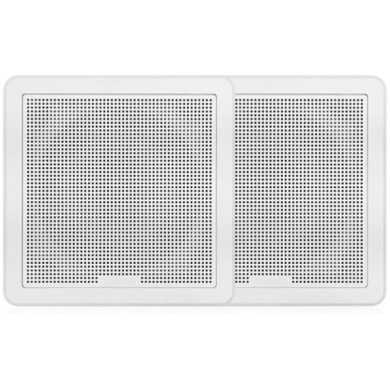 Fusion FM-65SW FM Series 6.5in 120W Flush Mount Square Marine Speakers – White Grill
