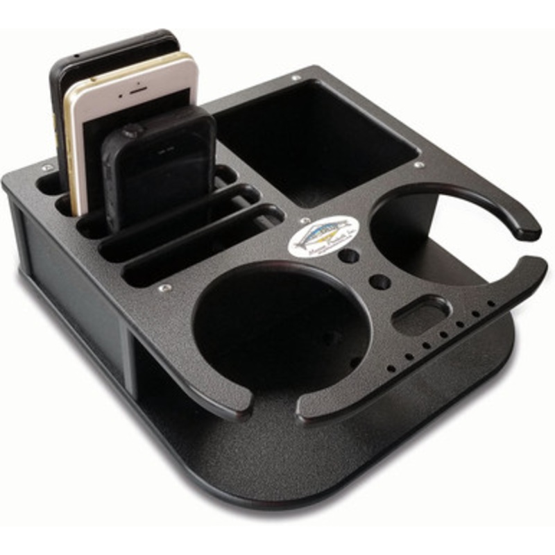 Deep Blue 2 Cup Drink Holder & Cell Phone Storage Box – Black