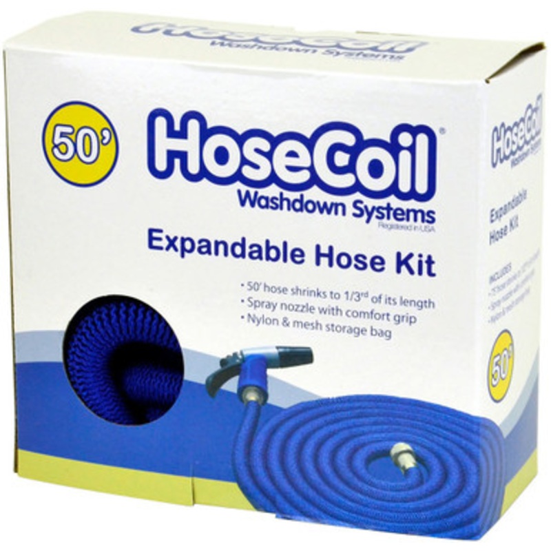 HoseCoil Expandable Hose Kit w/ Nozzle and Storage Bag – 50 ft.