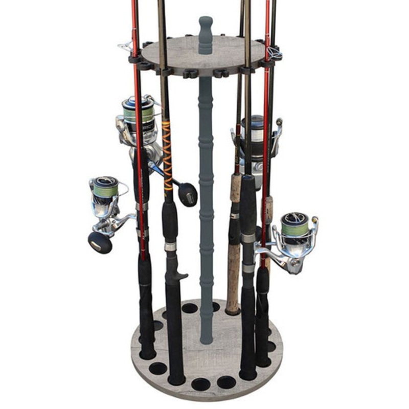 Rush Creek Creations 16 Rod Round Storage Floor Rack – Barn Wood