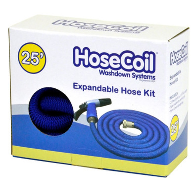 HoseCoil Expandable Hose Kit w/ Nozzle and Storage Bag – 25 ft.