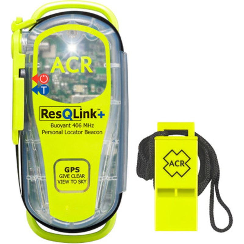ACR PLB Rescue Kit w/ 2881 ResQLink+ 406 MHz GPS PLB Floats w/o Pouch & Survival Res-Q Whistle w/ 18 Lanyard