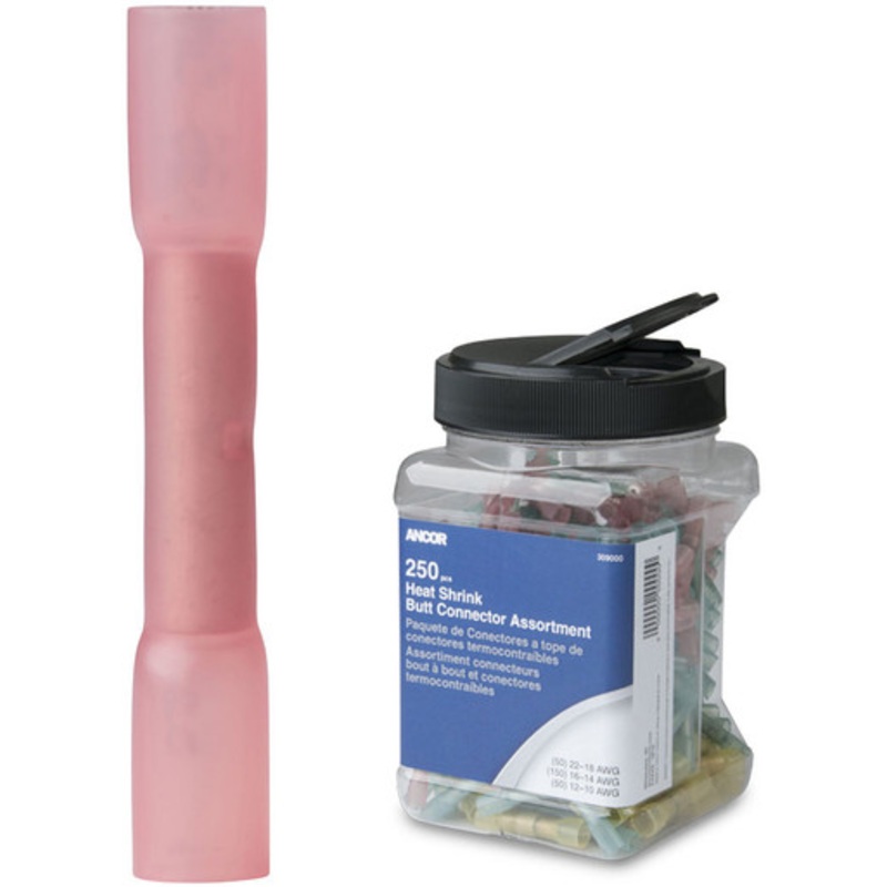 Ancor Heat Shrink Butt Connectors – 22-18 AWG – 250-Pieces – Jar