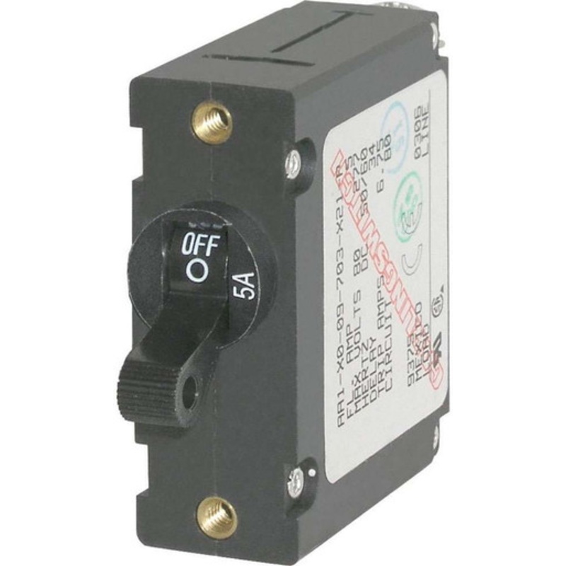 Blue Sea 7200 AC/DC Single Pole Magnetic World CB  –  5 Amp – Black