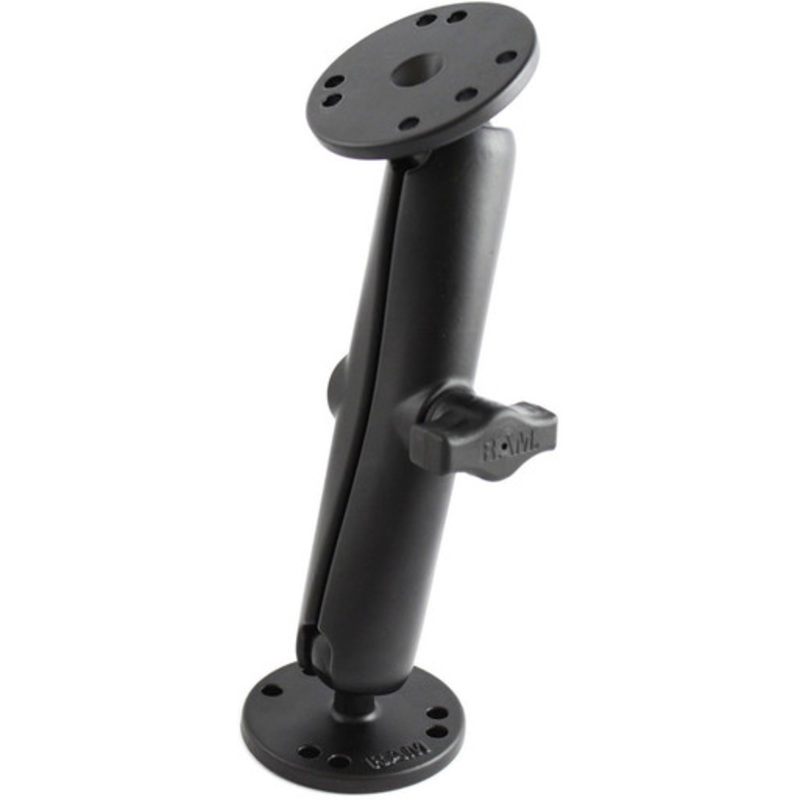 RAM 1 Diameter Ball Mount w/ Long Double Socket Arm & 2/2.5 Round Bases – AMPS Hole Pattern (7-5/16 Length)