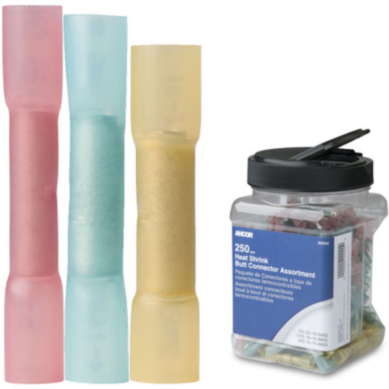 Ancor Heat Shrink Butt Connector Multi Pack – 250-Piece – Jar