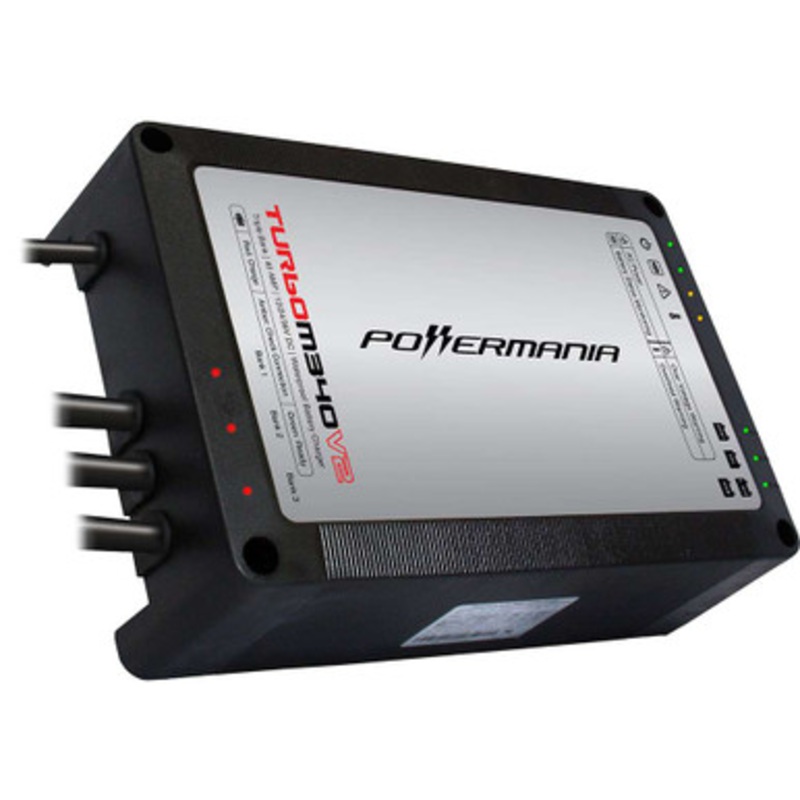 Powermania 58209 Turbo M340V2 – Triple Bank Waterproof Onboard Charger – 12/24/36V DC – 40 Amp