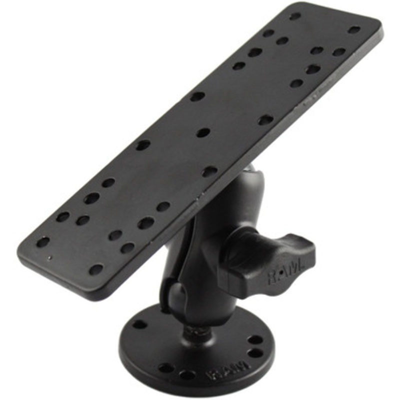 RAM 1 Diameter Ball Mount w/ 6.25 x 2 Rectangle Base & 2.5 Round Base (AMPS Pattern) – Short Double Socket Arm