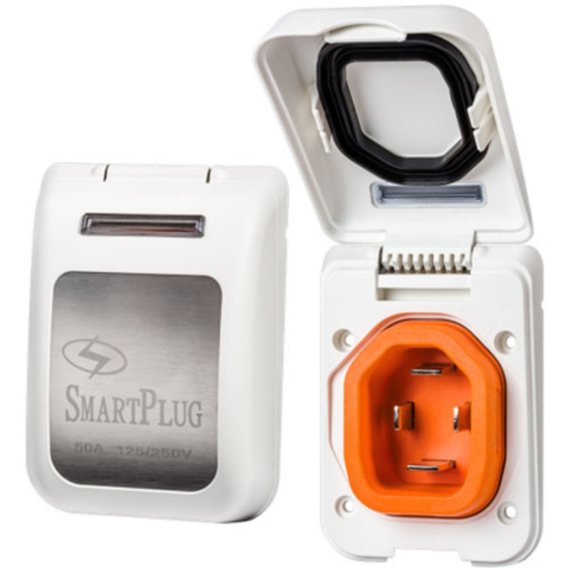 SmartPlug BM50PW Non-Metallic Inlet with Cover Assembly – White 50 Inlet Amp