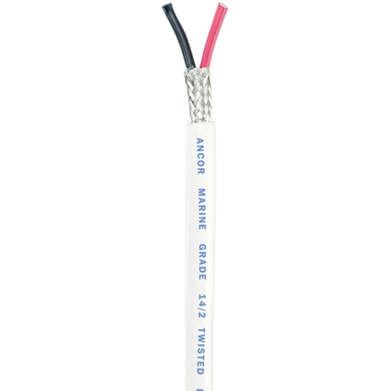 Ancor Twisted Pair w/ Shield – Round – Red/Black – 14/2 AWG – 100′