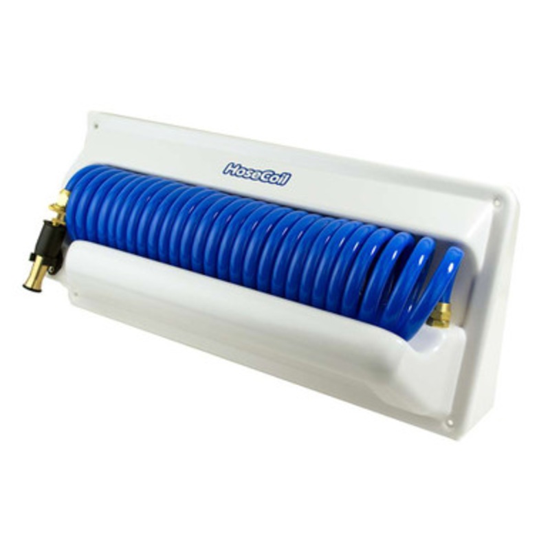 HoseCoil HC25H2 Horiz Mount Enclosure w/ 25′ HP  Hose & 5′ Feeder Hose