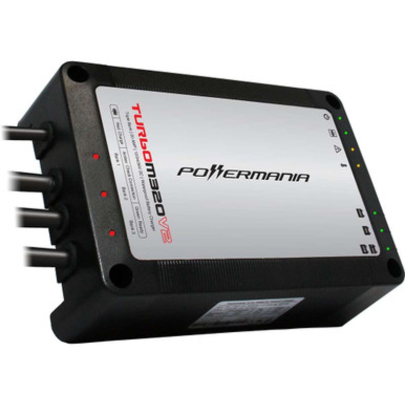 Powermania 58204 Turbo M320V2 – Triple Bank Waterproof Onboard Charger – 12/24/36V DC – 20 Amp