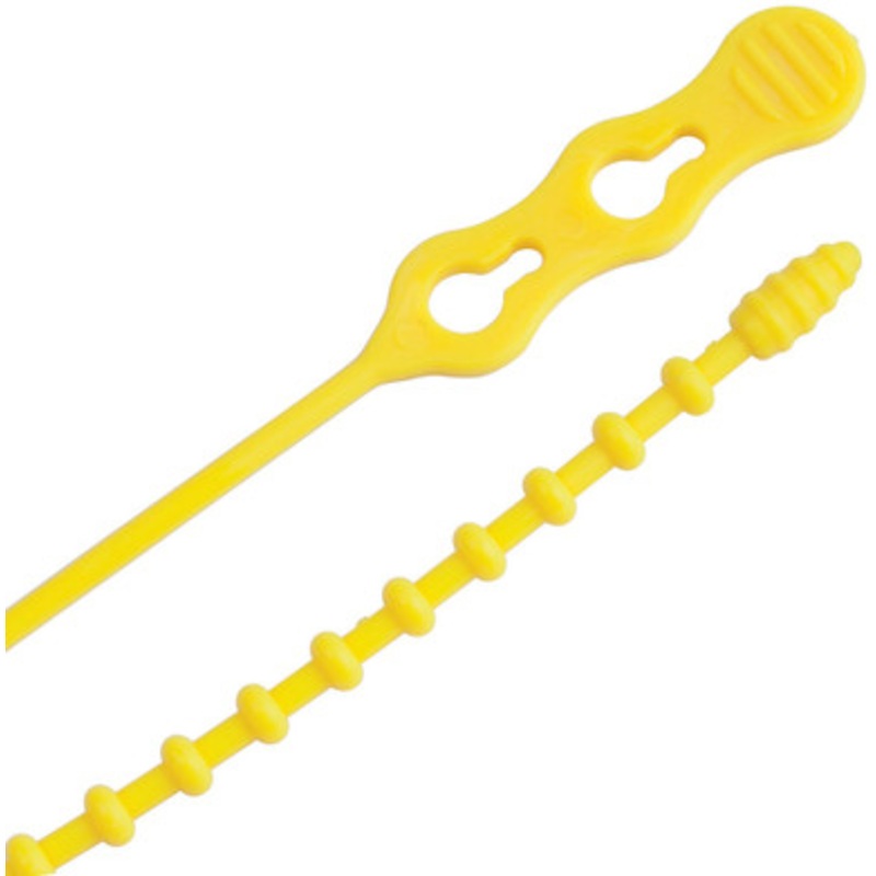 Ancor Reusable Beaded Cable Ties – 8” – Yellow – 15 Pack