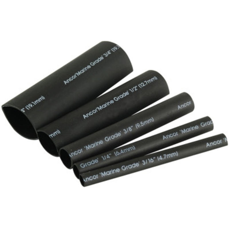Ancor Adhesive Lined Heat Shrink Tubing Kit – 8 Pack, 3, 20 to 2/0 AWG, Black