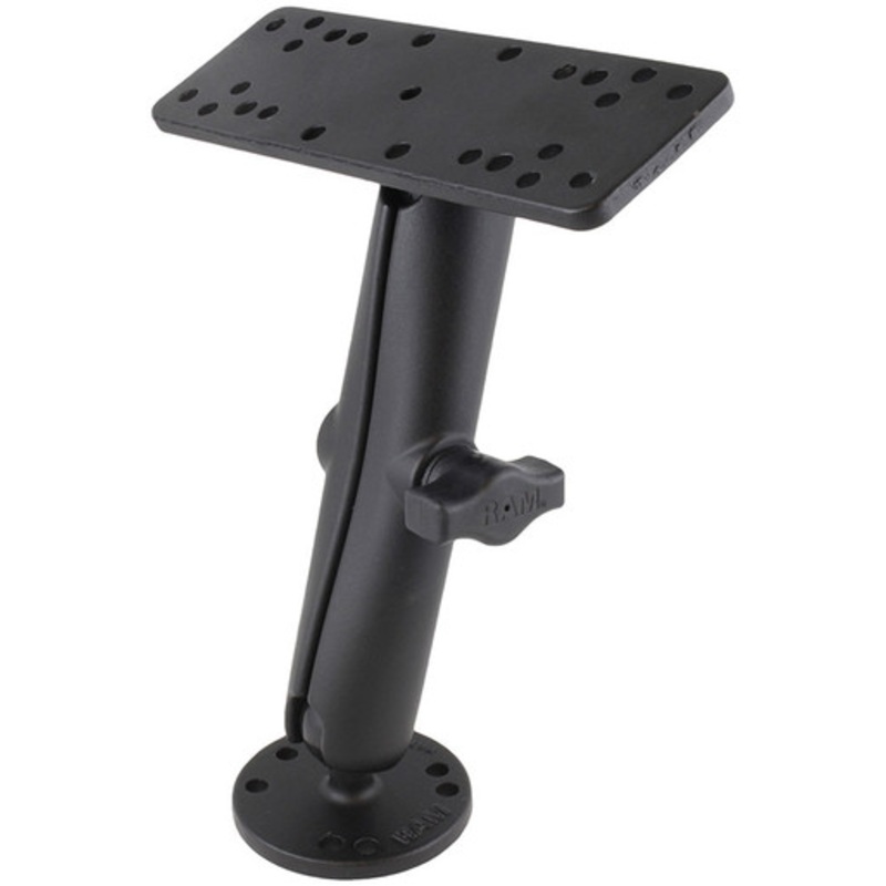 RAM 1 Diameter Ball Mount w/ 6.25 x 2 Rectangle Base & 2.5 Round Base (AMPS Pattern) – Long Double Socket Arm