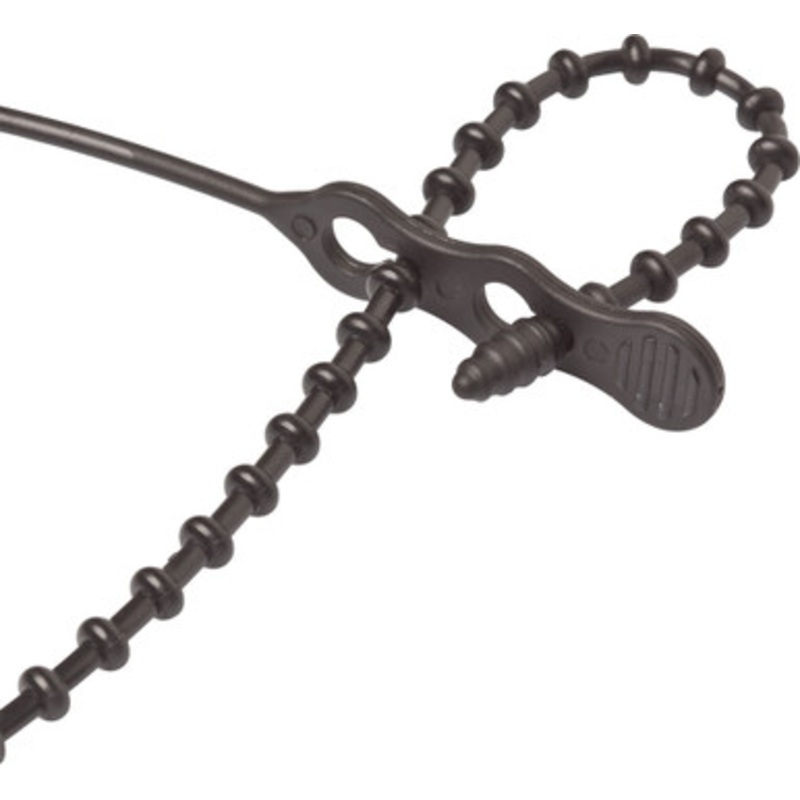 Ancor Reusable Beaded Cable Ties – 18” – Black – 10 Pack