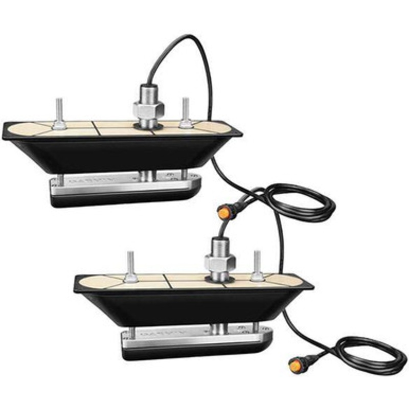 Garmin GT30-THP – Stainless Steel Thru-hull Pair DownV/SideV 500W (CHIRP 455/800 kHz) Scanning Transducers with Temp, for Hull Deadrises from 5 to 25 (12-pin)