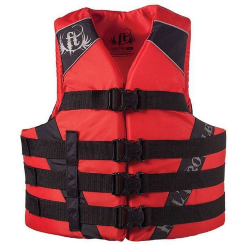 Full Throttle 1122 Adult Dual-Sized Nylon Water Sports Vest – Red – 2XL/4XL