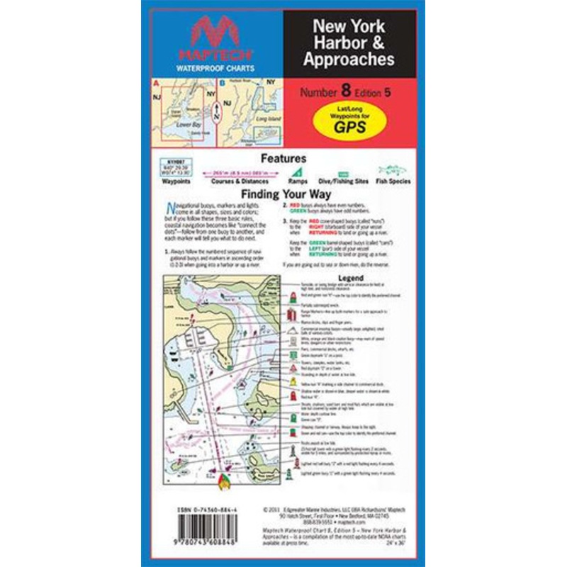 Maptech WPC008 Waterproof Chart – New York Harbor and Approaches