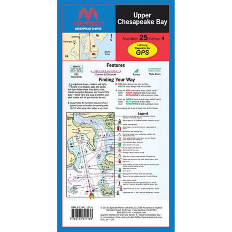 Maptech WPC025 Waterproof Chart – Upper Chesapeake Bay
