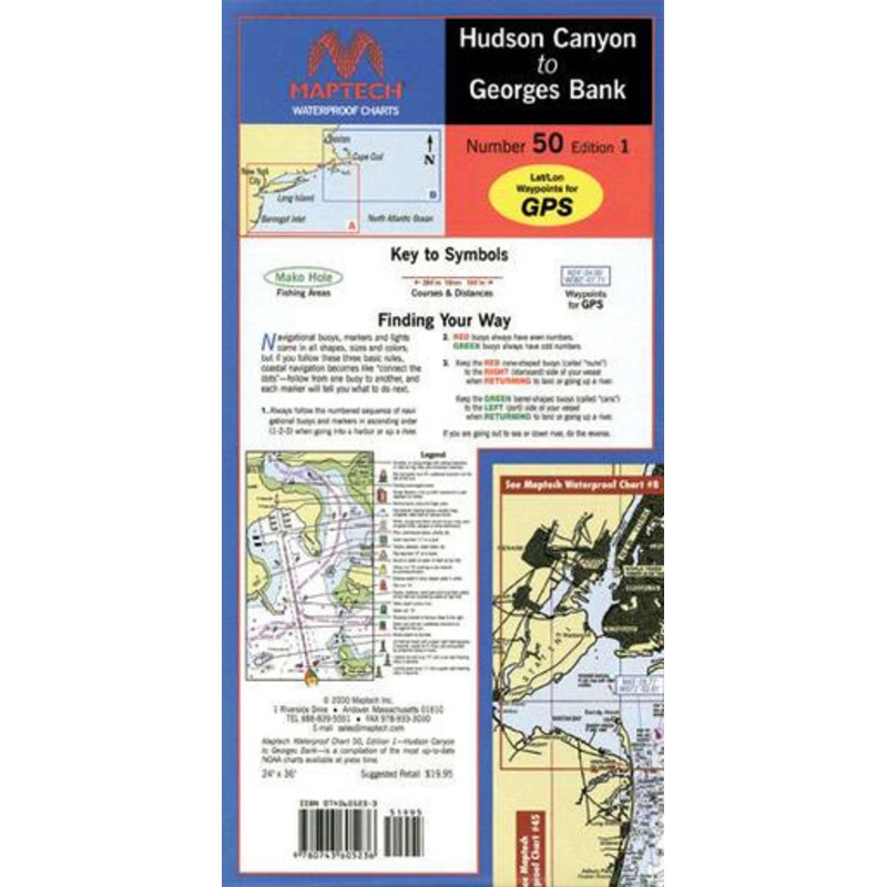 Maptech WPC050 Waterproof Chart – Hudson Canyon to Georges Bank