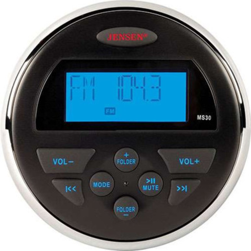 Jensen MS30 AM/FM/USB Compact Waterproof Stereo – Blue Backlight