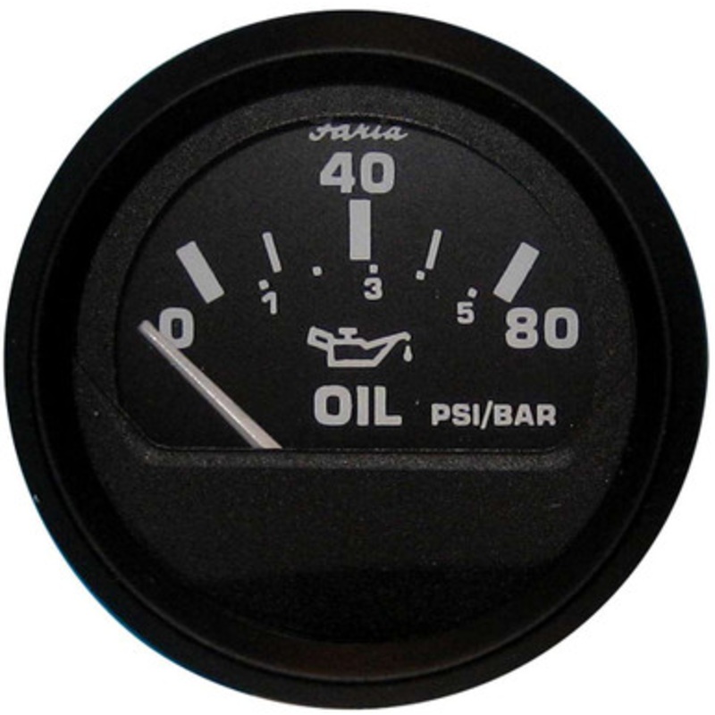 Faria 12803 Euro Black Oil Pressure Gauge – 80 PSI