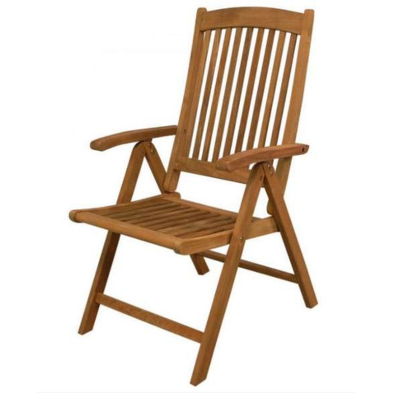 SeaTeak 60062 Avalon Folding Multi-Position Deck Chair with Arms – Oiled Finish