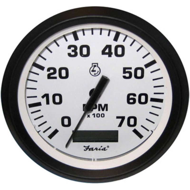 Faria 32940 Euro White 4in Tachometer w/ Hourmeter – 7000 RPM