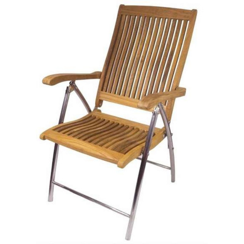 SeaTeak 60066 Windrift Folding 6-Position Deck Armchair w/Stainless Steel Legs