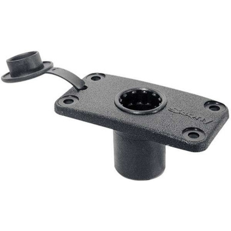 Scotty 244-BK Rectangular Flush Deck Mount – Black – w/ Splash Cover