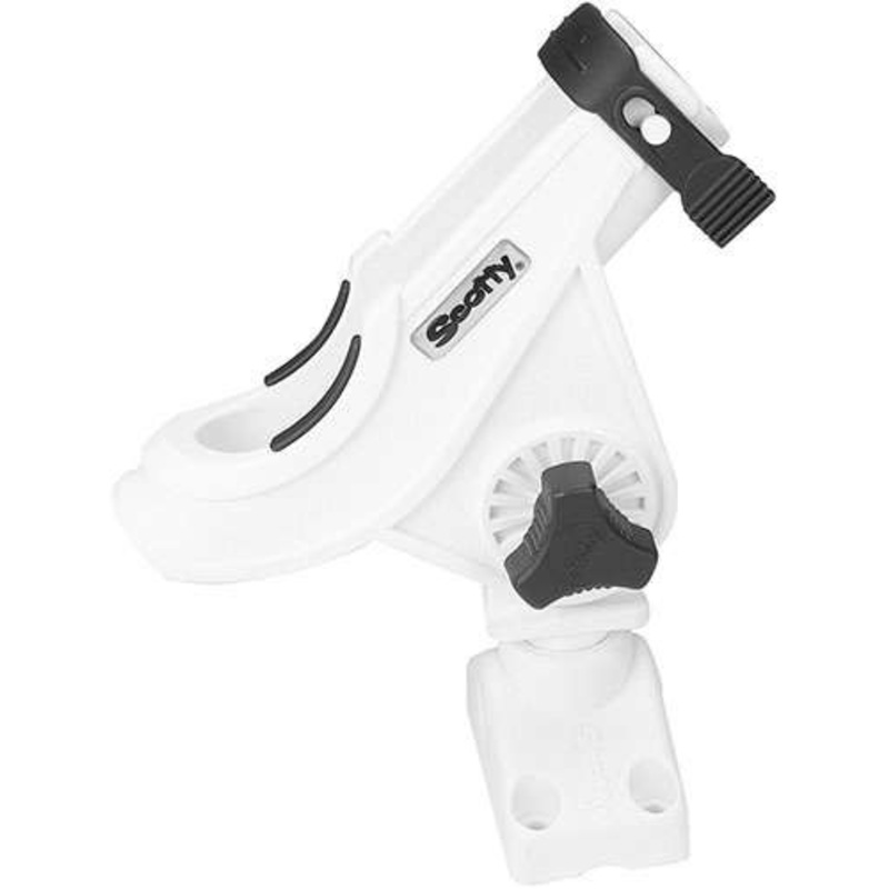 Scotty 280-WH Bait Caster/Spinning Rod Holder w/ 241 Deck/Side Mount – White