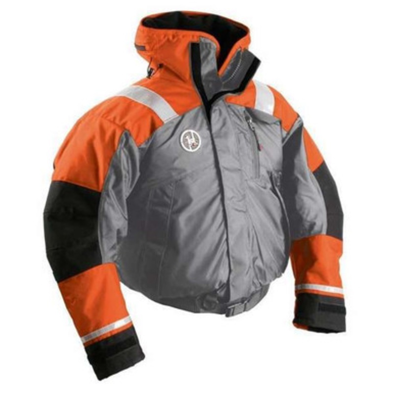 First Watch AB-1100-OG Flotation Bomber Jacket Gray/Orange – Small