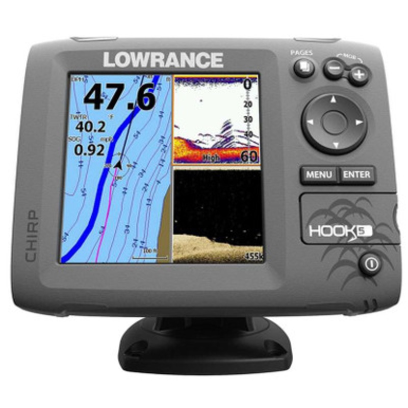 Lowrance 000-12656-001 HOOK-5 Combo w/ 83/200/455/800 HDI Transom Mount Transducer