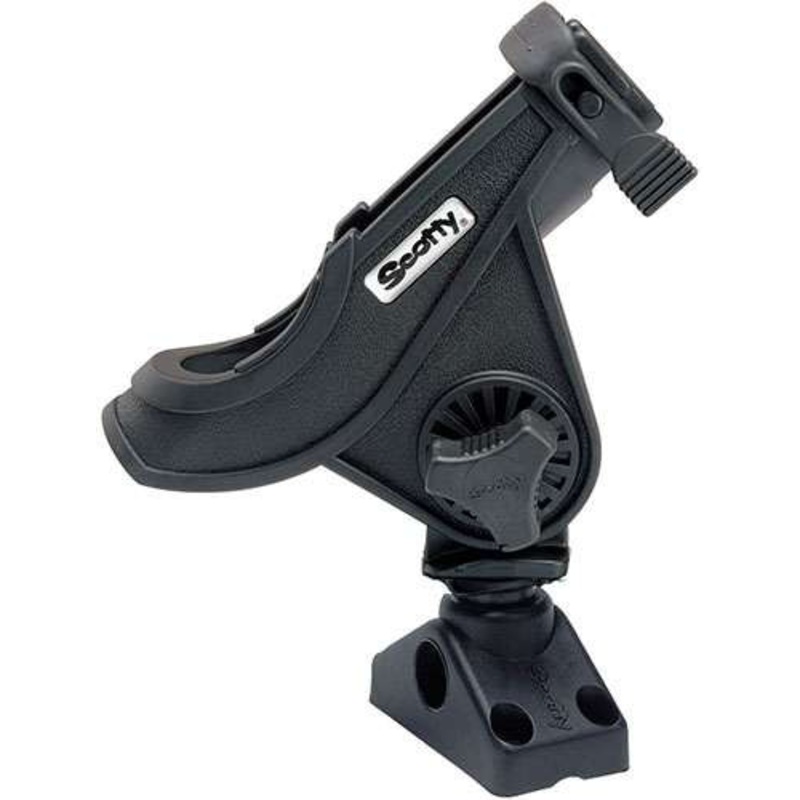 Scotty 280-BK Bait Caster/Spinning Rod Holder w/ 241 Deck/Side Mount – Black