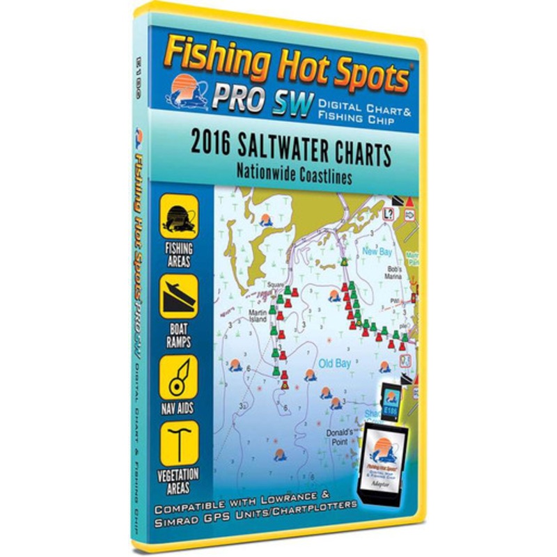 Fishing Hot Spots E186 PRO SW Digital Chart & Fishing Chip – Saltwater Nationwide Coastlines 2016