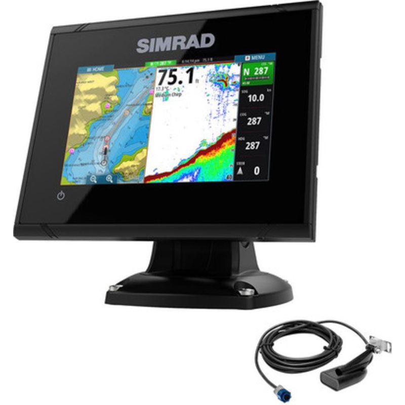 Simrad 000-12452-002 GO5 XSE Combo w/ Med/Hi DownScan Transom Mount Transducer & Navionics+ Chart