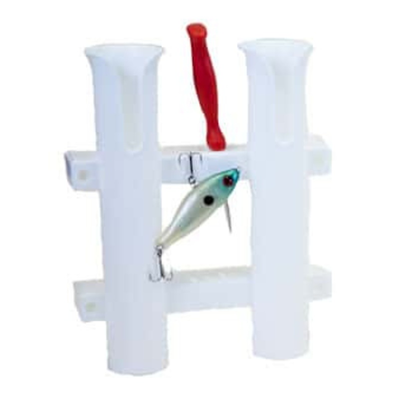 Fish-On! Plastic Double Rod Holder White