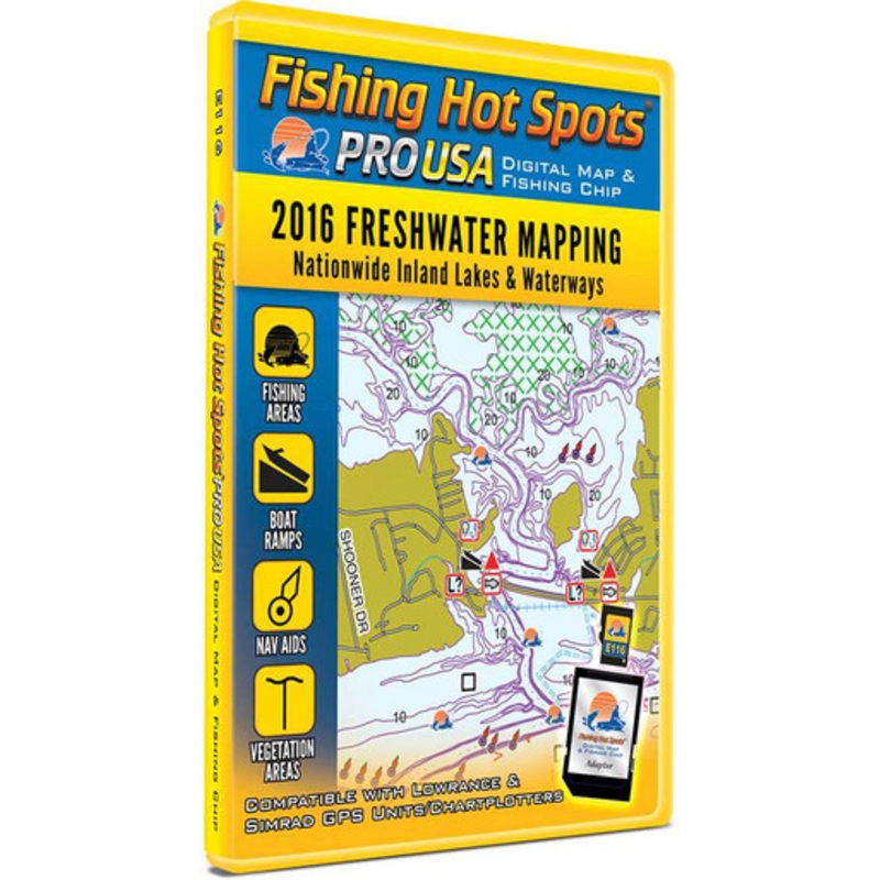 Fishing Hot Spots E116 PRO USA Digital Map & Fishing Chip – Nationwide Inland Lakes & Waterways 2016