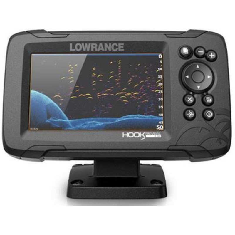 Lowrance HOOK Reveal 5in Combo w/50/200kHz HDI Transom Mount & C-MAP Contour+ Card