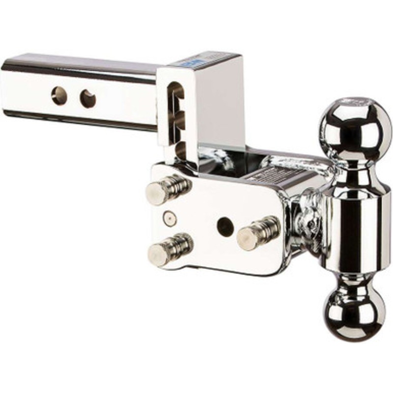 B&W TS10033C Tow & Stow Dual Ball Adjustable Ball Mount – 2 Shank – 3 Drop – 3-1/2 Rise – 2 and 2-5/16 Balls – Polished Chrome Finish