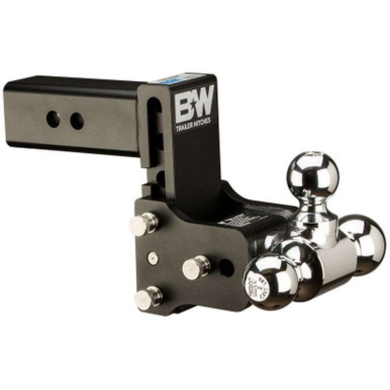 B&W TS20048B Tow & Stow Tri Ball Adjustable Ball Mount – 2-1/2 Shank – 5 Drop – 4-1/2 Rise – 1-7/8, 2 and 2-5/16 Balls – Black Powder Coat Finish