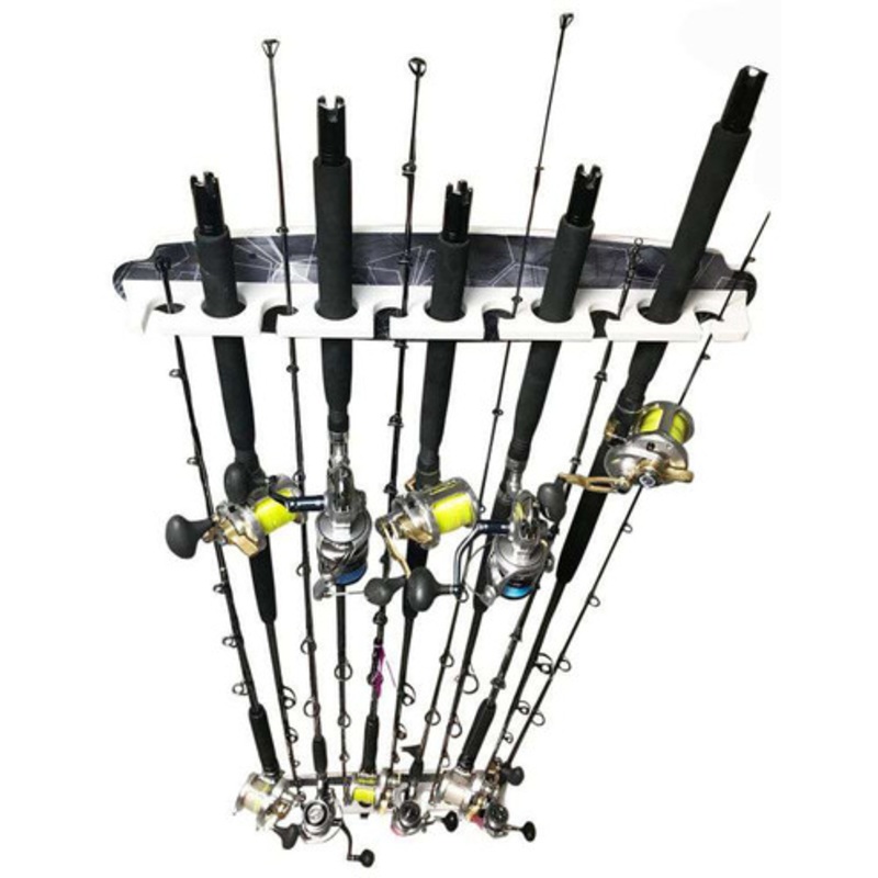 Reel Salty Waterproof 11 Fishing Rod Wall/Ceiling Storage Rack – Gray