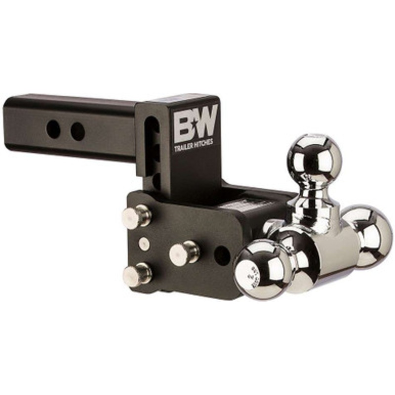 B&W TS10047B Tow & Stow Tri Ball Adjustable Ball Mount – 2 Shank – 3 Drop – 3-1/2 Rise – 1-7/8, 2 and 2-5/16 Balls – Black Powder Coat Finish