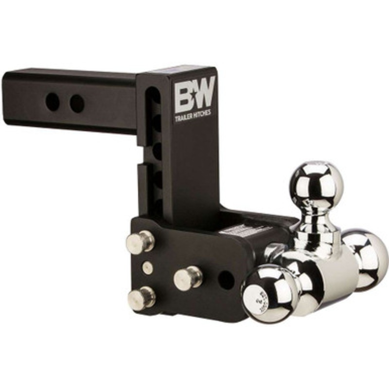B&W TS10048B Tow & Stow Tri Ball Adjustable Ball Mount – 2 Shank – 5 Drop – 5-1/2 Rise – 1-7/8, 2 and 2-5/16 Balls – Black Powder Coat Finish