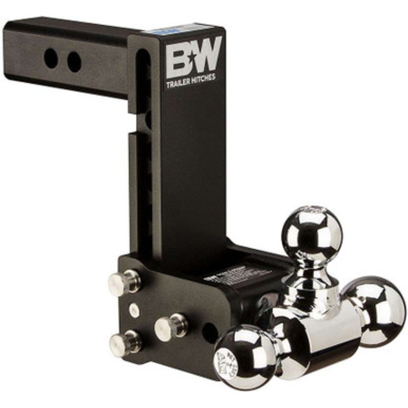 B&W TS10049B Tow & Stow Tri Ball Adjustable Ball Mount – 2 Shank – 7 Drop – 7-1/2 Rise – 1-7/8, 2 and 2-5/16 Balls – Black Powder Coat Finish