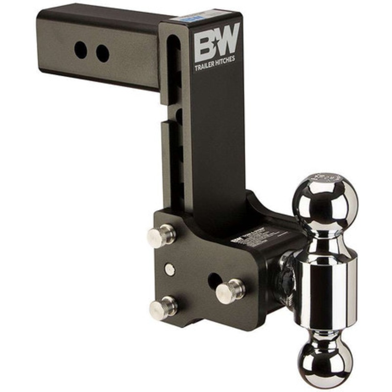 B&W TS20040B Tow & Stow Dual Ball Adjustable Ball Mount – 2-1/2 Shank – 7 Drop – 7-1/2 Rise – 2 and 2-5/16 Balls – Black Powder Coat Finish