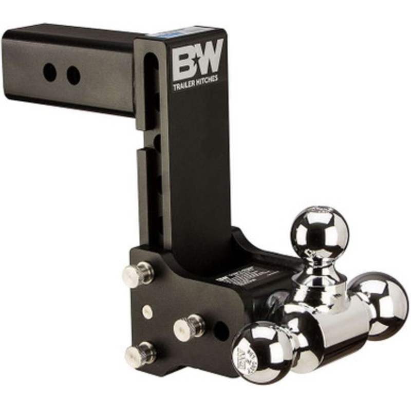 B&W TS20049B Tow & Stow Tri Ball Adjustable Ball Mount – 2-1/2 Shank – 7 Drop – 7-1/2 Rise – 1-7/8, 2 and 2-5/16 Balls – Black Powder Coat Finish